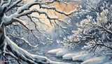 Fototapeta Do pokoju - Zaśniezone drzewa, zima, śnieg, zimowy widok