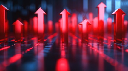 Red arrow concept for economic and business improvement growth signs. AI generated image