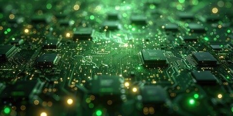 Green digital technology abstract background