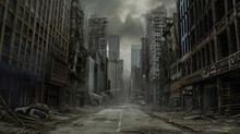 Abandoned And Desolate, A City Street Remains Post-apocalypse