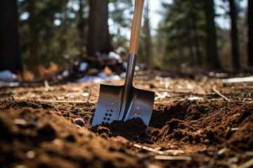 Wall Mural - Farming shovel digging work ground earth tool gardening nature dirt agriculture