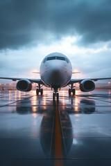 Poster - Passenger plane parked at the airport.