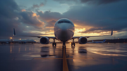 Wall Mural - Passenger plane parked at the airport.