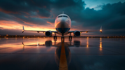 Wall Mural - Passenger plane parked at the airport.