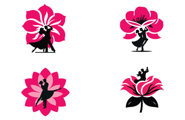 Wall Mural - dancing couples, logo, silhouette, valentine's day	