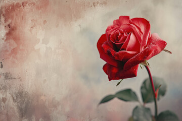 Canvas Print - rose with a red color and a petal and a professional overlay on the romance