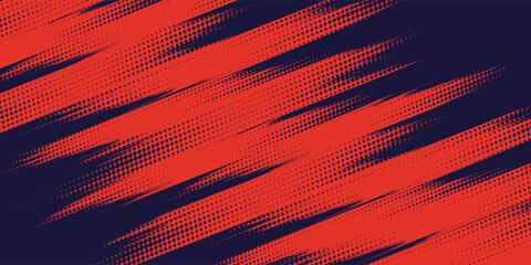 Halftone dots gradient grunge texture background red and dark blue color pattern. Dot pop art comic sport style vector illustration. vector