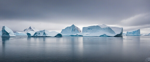 melting icebergs in the arctic cold