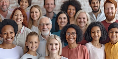 Wall Mural - portrait of happy and different people