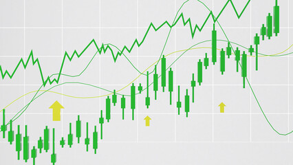 Wall Mural - green stock chart uptrend,stock market up,business finance and investment,3d rendering