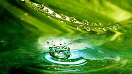 Sticker - green plant with dew drops