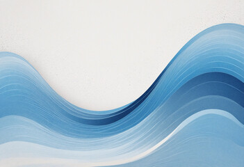 Wall Mural - Blue and White Ocean Wave Design Template with Retro Style