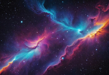 Wall Mural - vibrant space artwork with stars and neon galaxy.