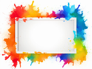 Empty frame with colorful paint burst border and copy text space in middle - ai generative