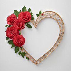 Wall Mural - Romantic Rose Heart Frame