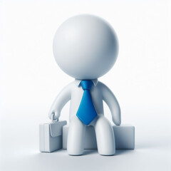 Poster - Businessmen white 3D figure with blue tie. Teamwork. AI generated