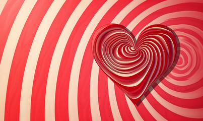 Wall Mural - red and white spiral lines and heart