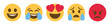 Social Media Reaction Emojis Icon Set - Like, Love, Haha, Wow, Sad, Angry Symbols