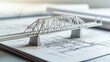 © Zahid - vision of architecture of a 3d model bridge project with blueprint