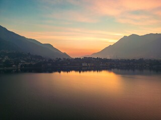 sunset view of malgrate and lake como from lecco
