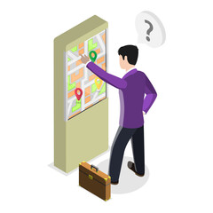 3D Isometric Flat  Illustration of Information Kiosk. Item 2