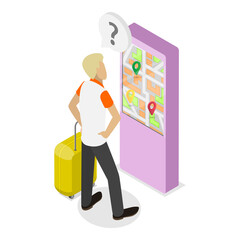 3D Isometric Flat  Illustration of Information Kiosk. Item 3
