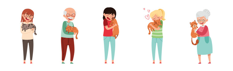 Poster - People Pet Owner with Domestic Animal Vector Set