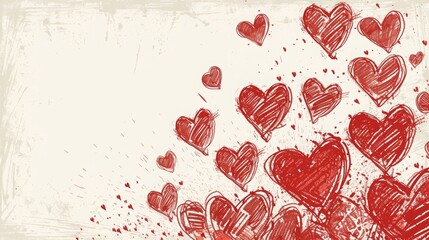 Canvas Print - background with hearts illustration.