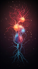 Wall Mural - neurons connected with electrical impulses inside an artificial intelligence.