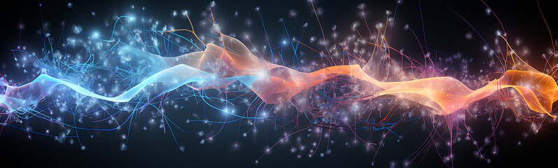Wall Mural - neurons connected with electrical impulses inside an artificial intelligence.
