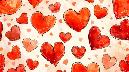 Sticker - background with hearts illustration.