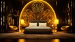 Luxurious gold led lighting bedroom decoration interior design, ultra HD wallpaper image