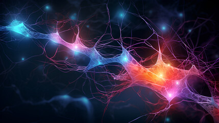 Wall Mural - neurons connected with electrical impulses inside an artificial intelligence.