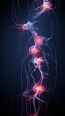 Wall Mural - neurons connected with electrical impulses inside an artificial intelligence.