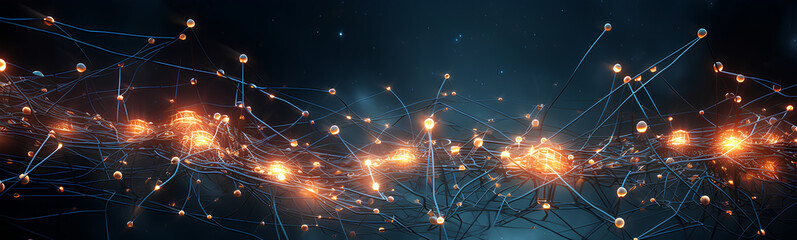 Wall Mural - neurons connected with electrical impulses inside an artificial intelligence.