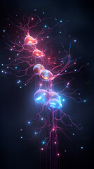 Wall Mural - neurons connected with electrical impulses inside an artificial intelligence.