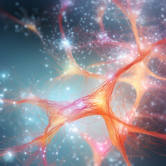 Wall Mural - neurons connected with electrical impulses inside an artificial intelligence.