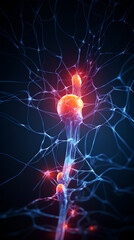 Wall Mural - neurons connected with electrical impulses inside an artificial intelligence.
