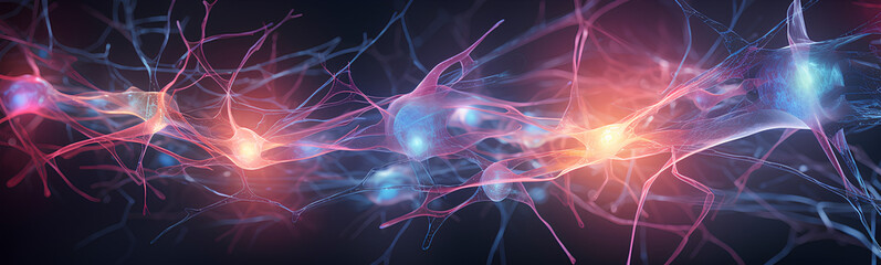 Wall Mural - neurons connected with electrical impulses inside an artificial intelligence.