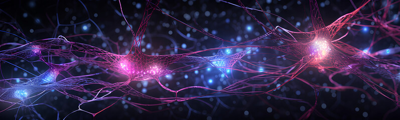 Wall Mural - neurons connected with electrical impulses inside an artificial intelligence.