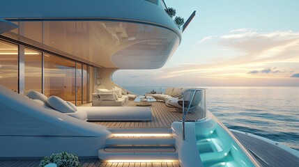 Wall Mural - Luxury yacht with swimming pool and terrace