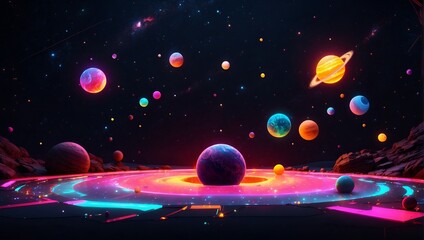 solar system universe galaxy space planets poster background decoration. graphic art