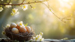 Bird Nest Filled With Eggs on Table