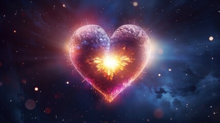 Canvas Print - a heart-shaped object floating in the vastness of space. perfect for romantic concepts or celestial-
