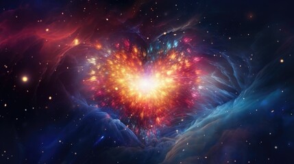 Canvas Print - a heart-shaped object is depicted in the midst of a beautiful galaxy. this image can be used to symb