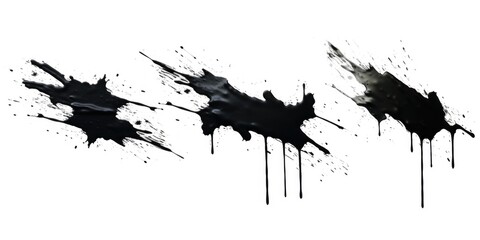 Poster - A group of black paint splatters on a white surface. Versatile image suitable for various creative projects