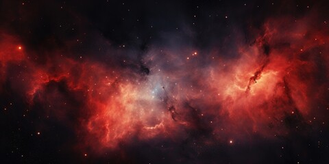 Sticker - A captivating image of a red and blue nebula with stars in the background. Perfect for space enthusiasts and science-related projects