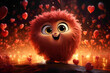 A burst of energy and cuteness as the animated character shines against a dynamic red background, stealing hearts.