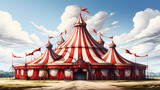 Fototapeta  - a large red and white striped circus tent