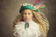Tricorn hat green girl feathers